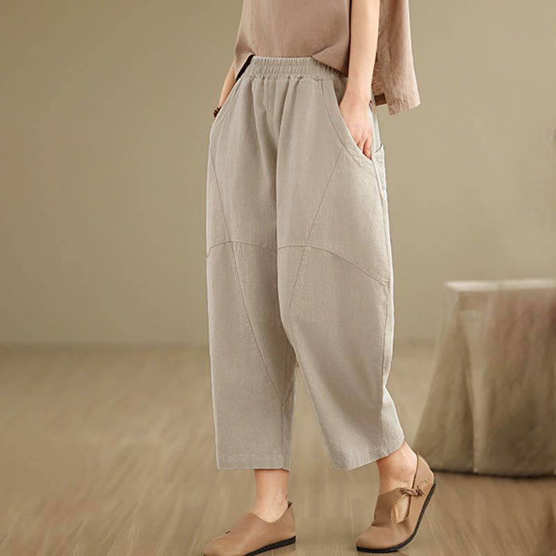 Nimara Ritual Spring 7-8 Length Solid Color Women's Harem Pants With Pockets