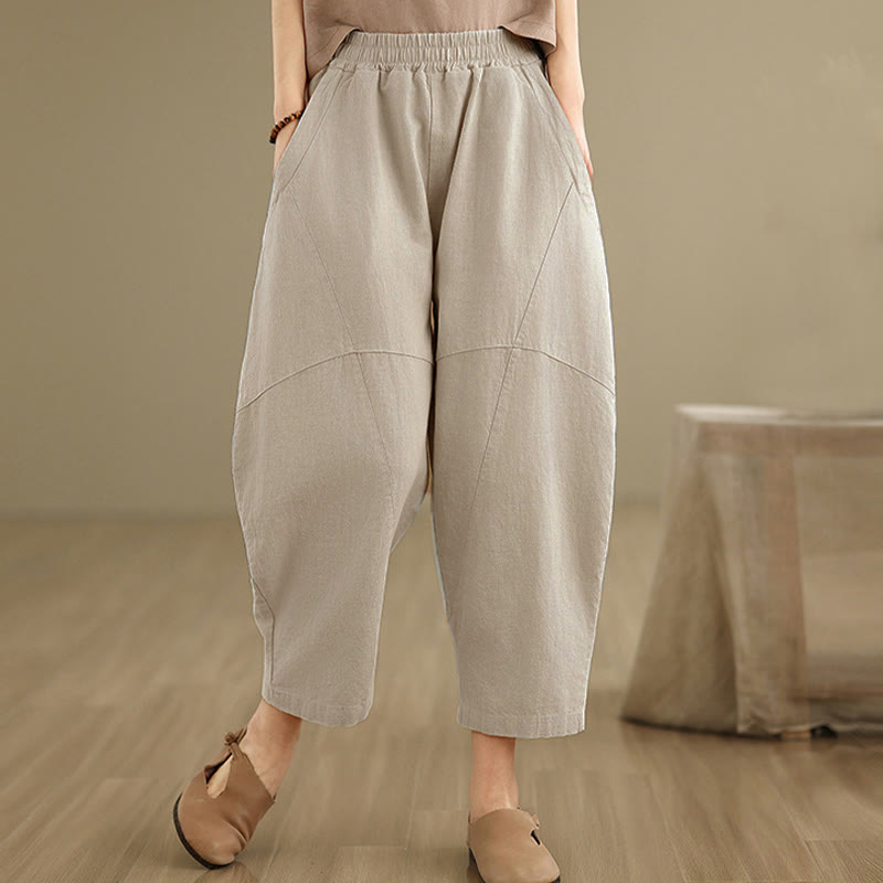 Nimara Ritual Spring 7-8 Length Solid Color Women's Harem Pants With Pockets