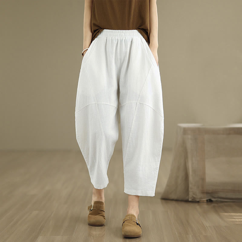 Nimara Ritual Spring 7-8 Length Solid Color Women's Harem Pants With Pockets