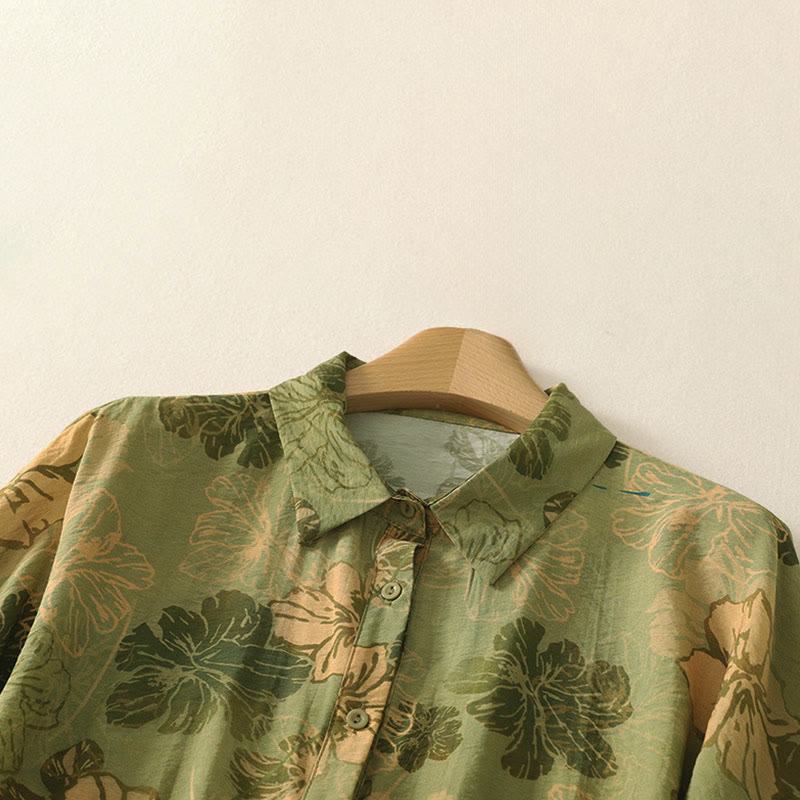 Nimara Ritual Summer Boho Button-Up Floral Women's Short Sleeve Shirts