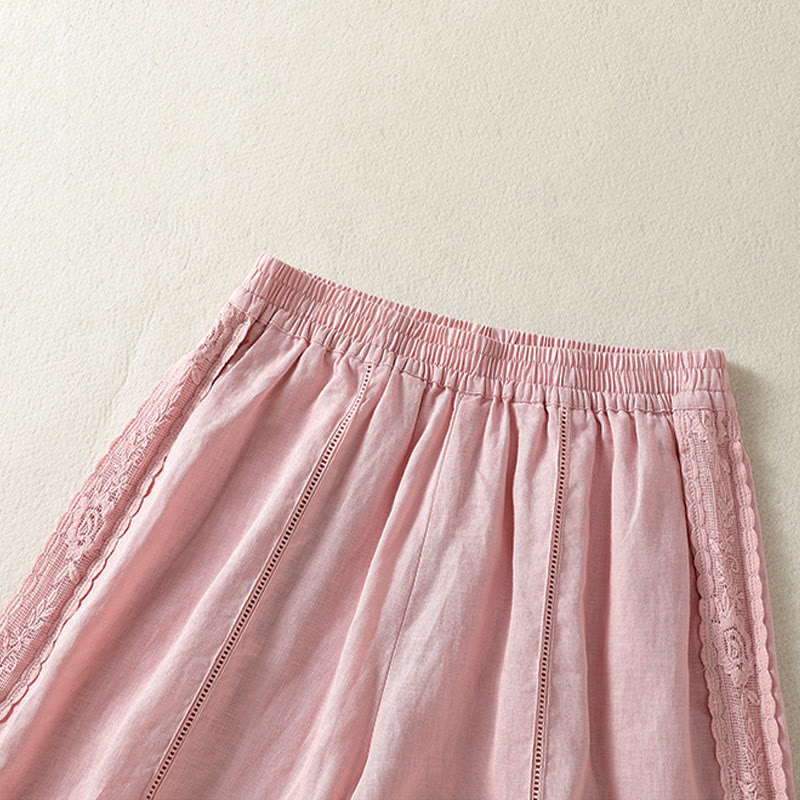 Nimara Ritual Summer Casual Boho Solid Decorative Side Lace Women's Shorts With Pockets