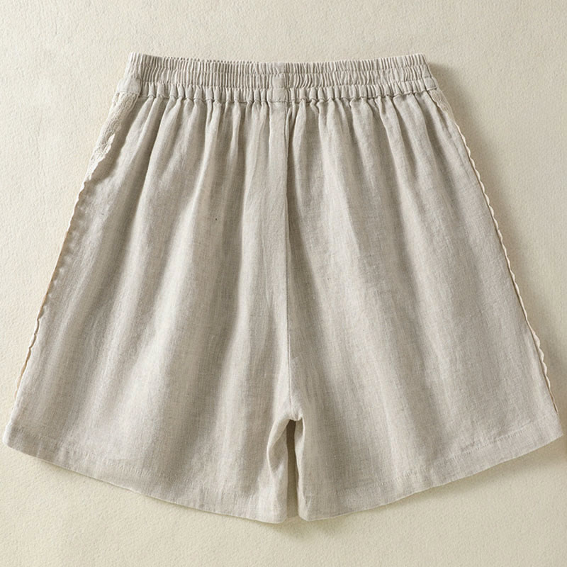 Nimara Ritual Summer Casual Boho Solid Decorative Side Lace Women's Shorts With Pockets