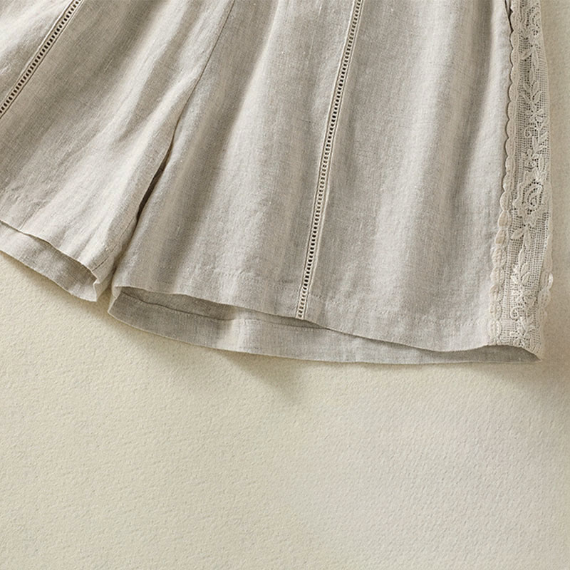Nimara Ritual Summer Casual Boho Solid Decorative Side Lace Women's Shorts With Pockets