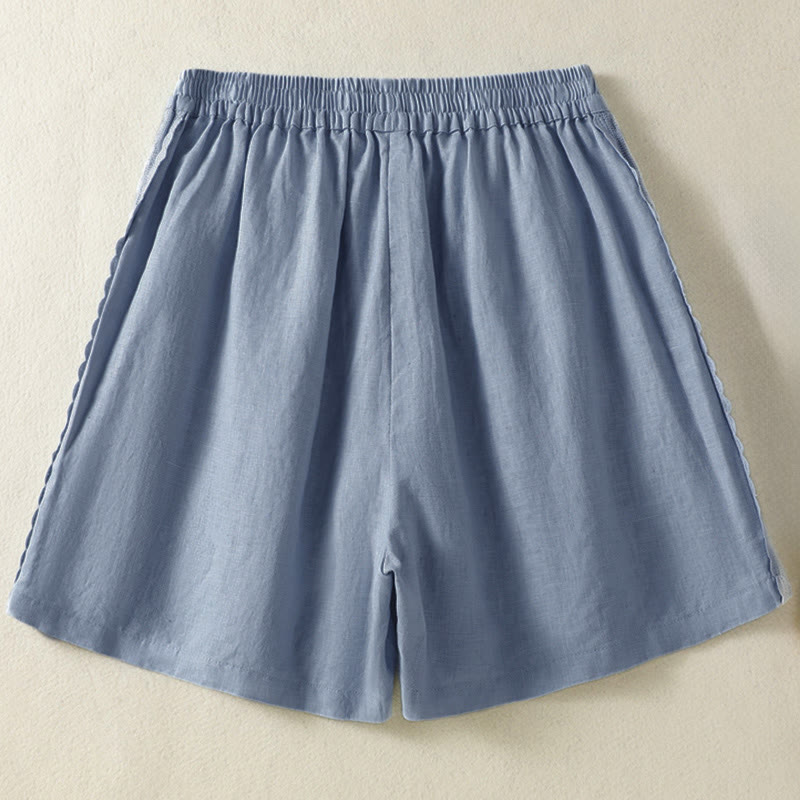 Nimara Ritual Summer Casual Boho Solid Decorative Side Lace Women's Shorts With Pockets