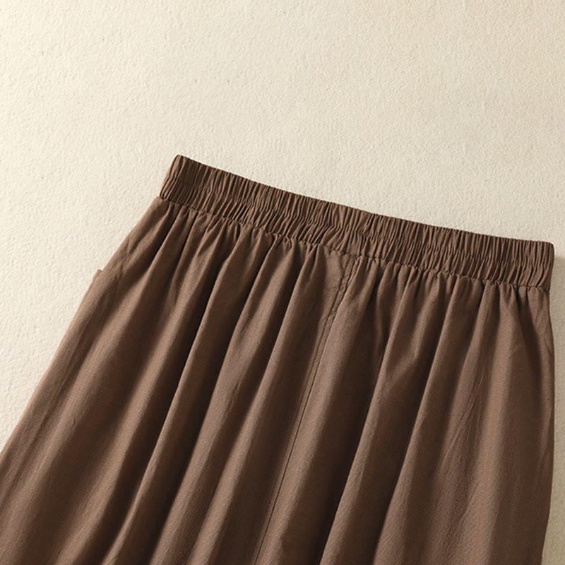 Nimara Ritual Summer Casual Boho Button-Up Solid Women's Skirts With Pockets