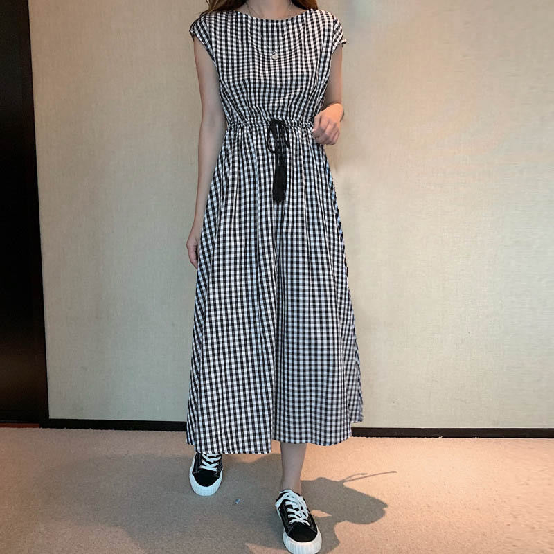 Nimara Ritual Casual Eastic Waist Drawstring Design Short Sleeve Midi Dress