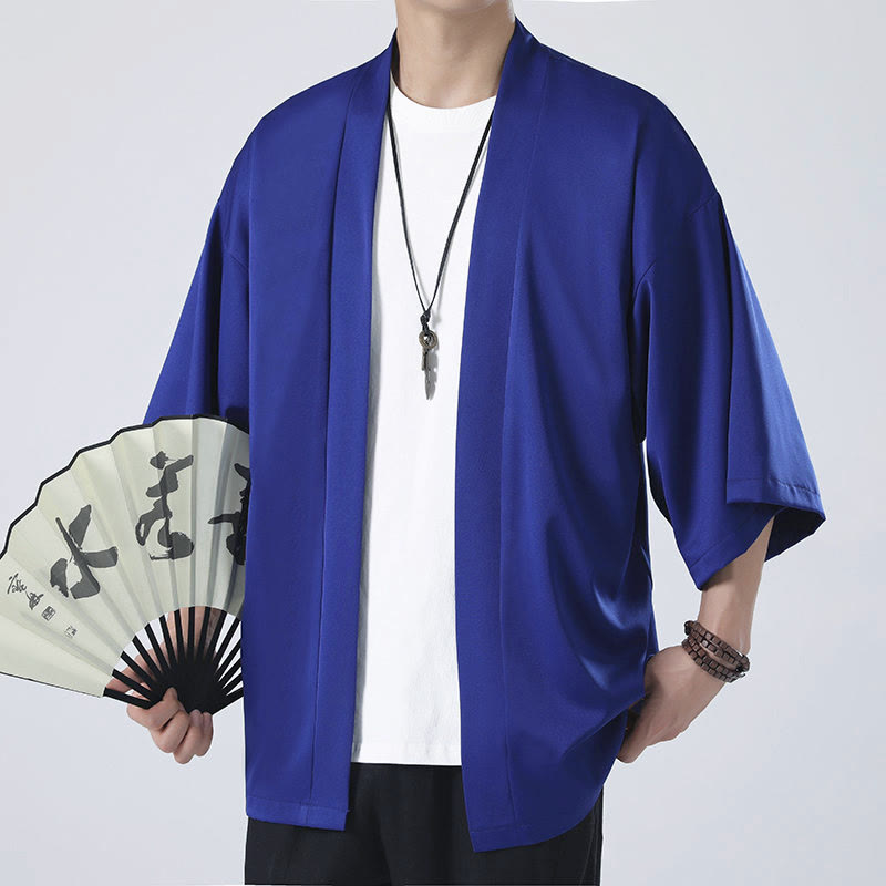 Nimara Ritual Solid Color Open Front Jacket Men's Kimono