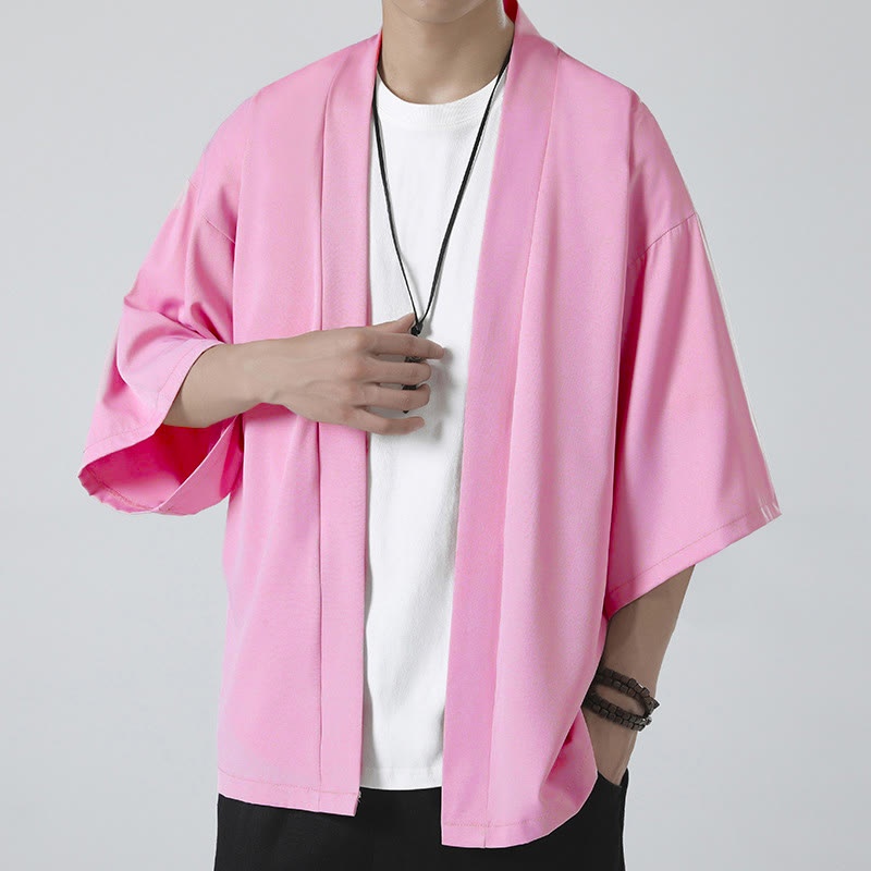 Nimara Ritual Solid Color Open Front Jacket Men's Kimono