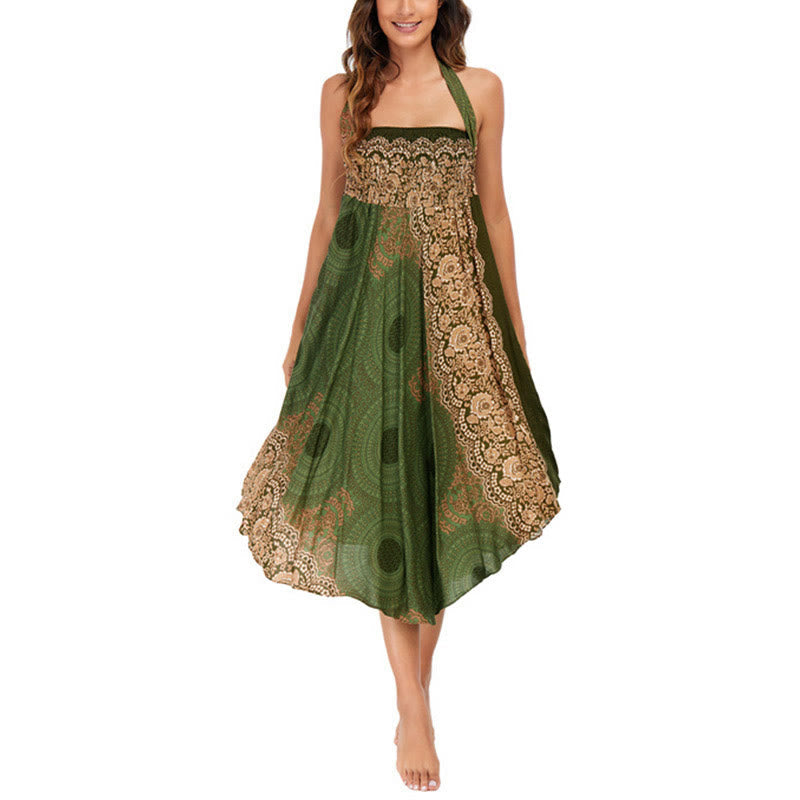 Nimara Ritual Two Style Wear Bohemian Compass Rose Flower Lace-up Skirt Dress