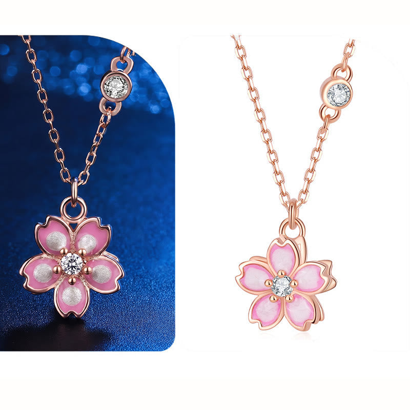Nimara Ritual 925 Sterling Silver Cherry Blossom Flower Rotatable Protection Necklace Pendant