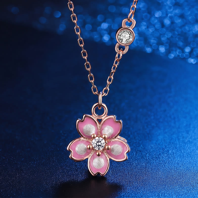 Nimara Ritual 925 Sterling Silver Cherry Blossom Flower Rotatable Protection Necklace Pendant