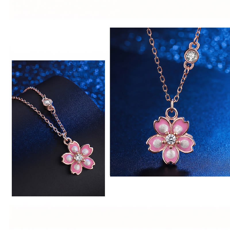 Nimara Ritual 925 Sterling Silver Cherry Blossom Flower Rotatable Protection Necklace Pendant