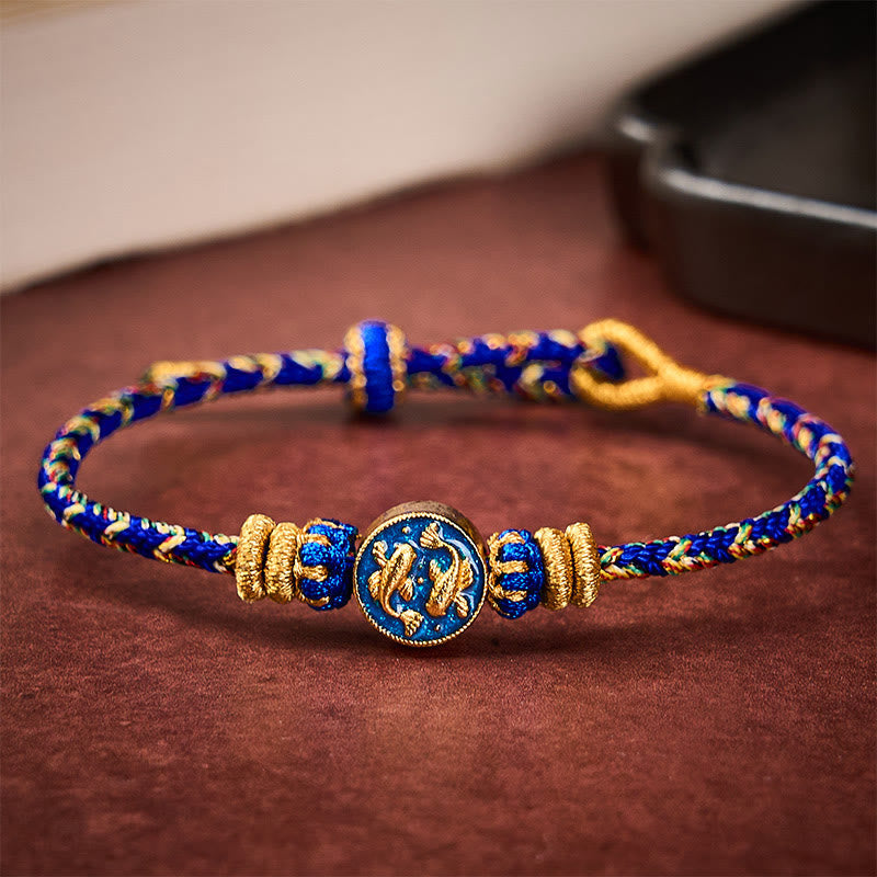 Nimara Ritual Hand-Woven String Double Golden Koi Fish Strength Rope Bracelet