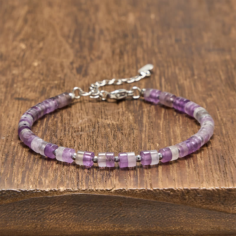 Nimara Ritual Amethyst Tiger's Eye Rose Quartz Blue Spot Jasper Black Obsidian Calm Flat Bead Bracelet
