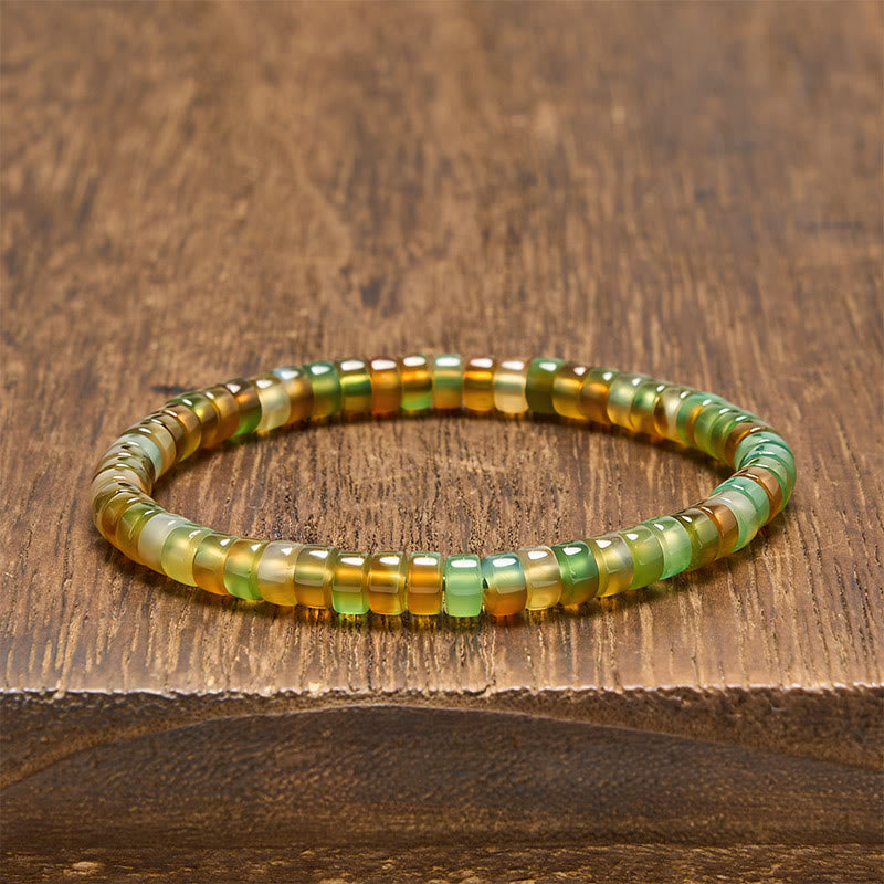 Nimara Ritual Natural Green Agate Faceted Rondelle Healing Bracelet
