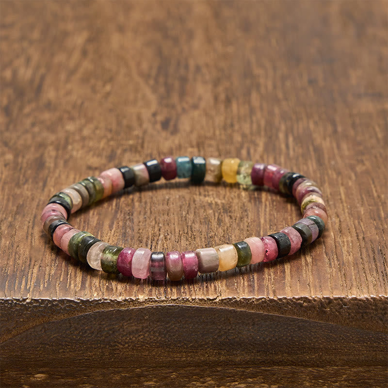 Nimara Ritual Multicolor Tourmaline Protection Faceted Tablet Bead Bracelet