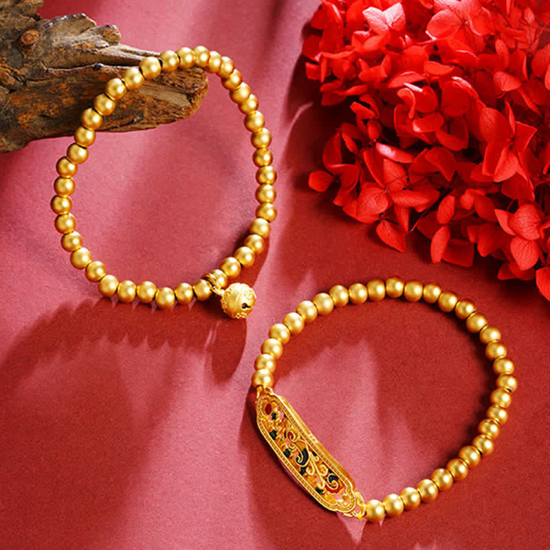Nimara Ritual Copper Peacock Enamel Self Confidence Beaded Charm Bracelet