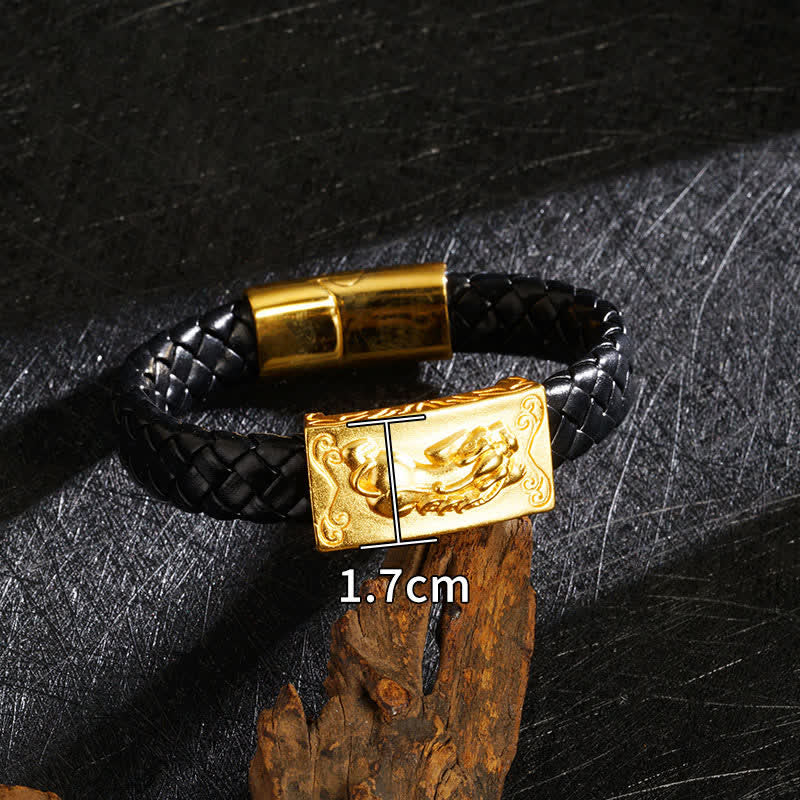 Nimara Ritual Braided Leather Pi Xiu Fu Character Wealth Bracelet