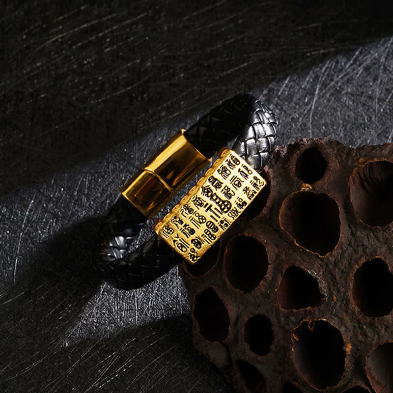 Nimara Ritual Braided Leather Pi Xiu Fu Character Wealth Bracelet