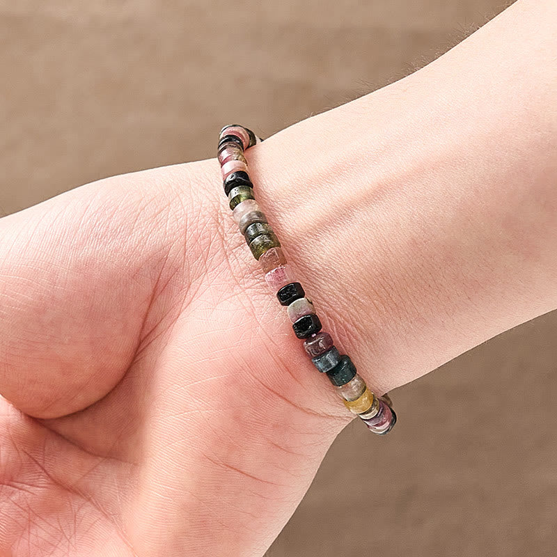 Nimara Ritual Multicolor Tourmaline Protection Faceted Tablet Bead Bracelet