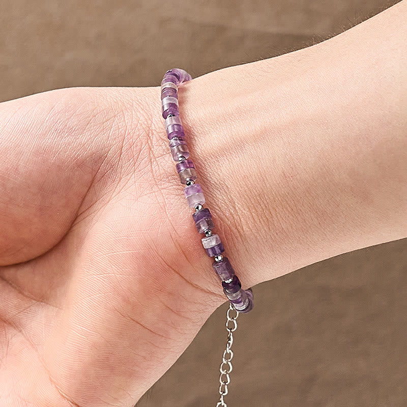 Nimara Ritual Amethyst Tiger's Eye Rose Quartz Blue Spot Jasper Black Obsidian Calm Flat Bead Bracelet