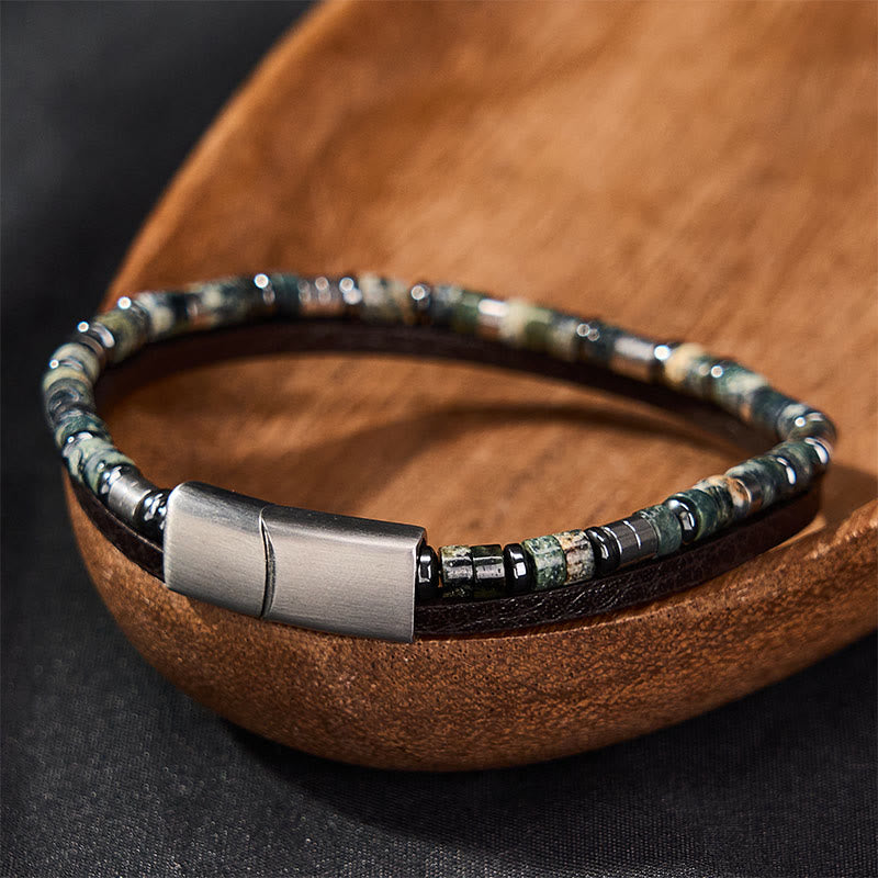 Nimara Ritual Lapis Lazuli Truth Double Wrap Leather Bracelet