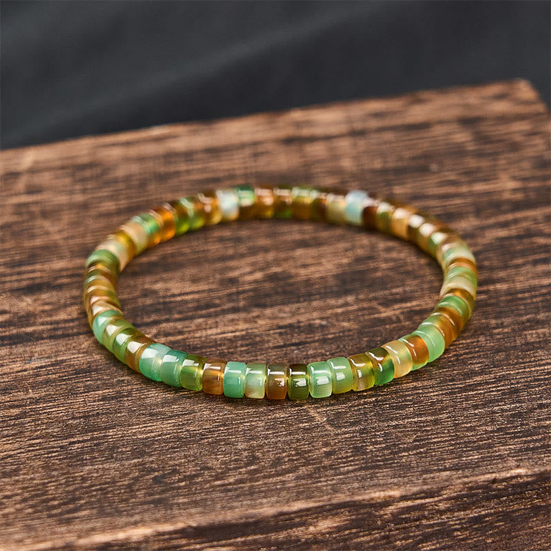 Nimara Ritual Natural Green Agate Faceted Rondelle Healing Bracelet
