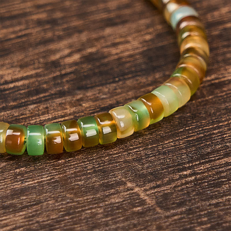 Nimara Ritual Natural Green Agate Faceted Rondelle Healing Bracelet