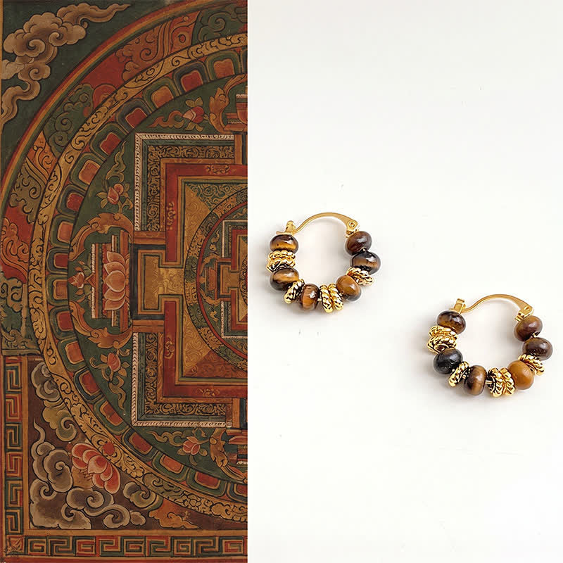Nimara Ritual Natural Tiger Eye Courage Earrings