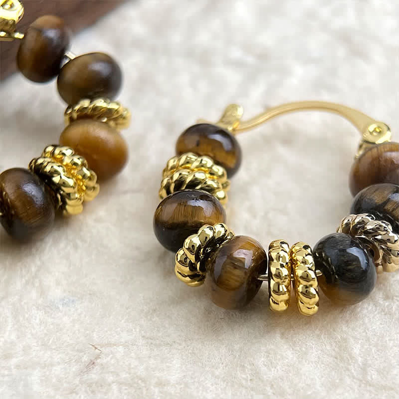 Nimara Ritual Natural Tiger Eye Courage Earrings