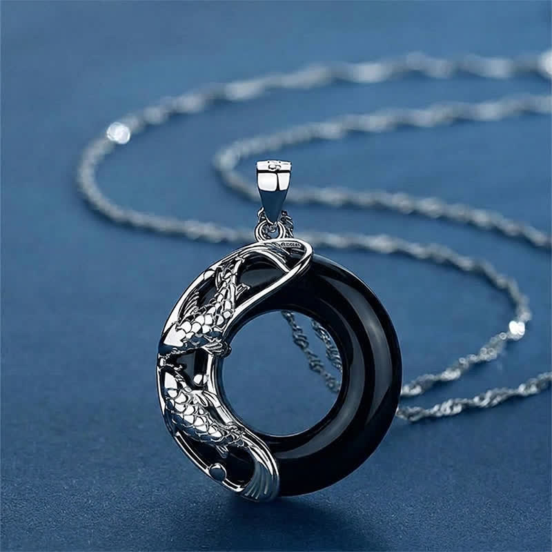Nimara Ritual Natural White Jade Koi Lucky Necklace