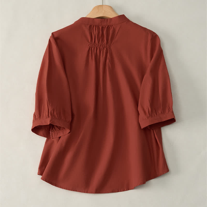 Nimara Ritual Lace-up Buttons Design Women's Three Quarter Sleeve Shirt