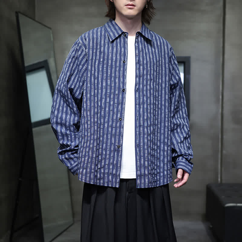 Nimara Ritual Fall Casual Minimalist Button-Up Striped Men's Long Sleeve Shirts
