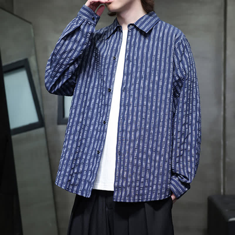 Nimara Ritual Fall Casual Minimalist Button-Up Striped Men's Long Sleeve Shirts
