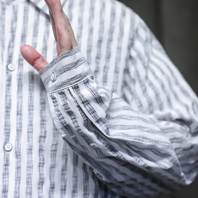 Nimara Ritual Fall Casual Minimalist Button-Up Striped Men's Long Sleeve Shirts