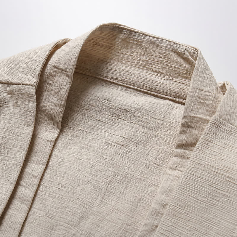 Nimara Ritual Spring Casual Minimalist Solid Lapel Ramie Men's Kimono