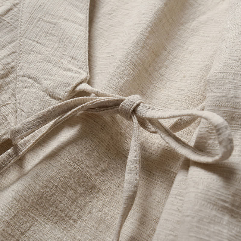 Nimara Ritual Spring Casual Minimalist Solid Lapel Ramie Men's Kimono