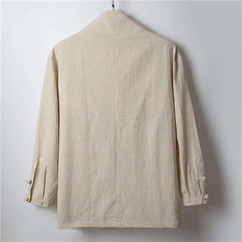 Nimara Ritual Spring Casual Minimalist Solid Lapel Ramie Men's Kimono