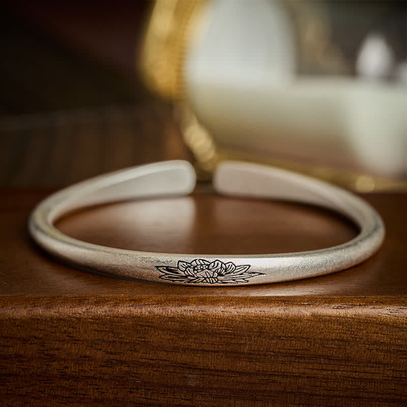 New Beginning and Healing Copper Lotus Cuff Bracelet