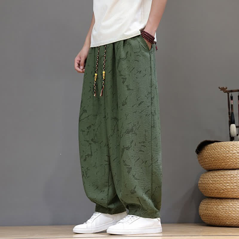 Nimara Ritual Summer Casual Minimalist Drawstring Abstract Texture Pattern Ankle Pants Men's Harem Pants With Pocket