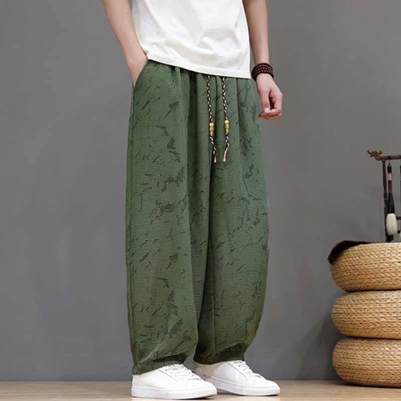 Nimara Ritual Summer Casual Minimalist Drawstring Abstract Texture Pattern Ankle Pants Men's Harem Pants With Pocket