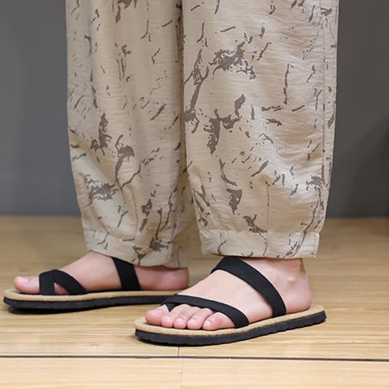 Nimara Ritual Summer Casual Minimalist Drawstring Abstract Texture Pattern Ankle Pants Men's Harem Pants With Pocket