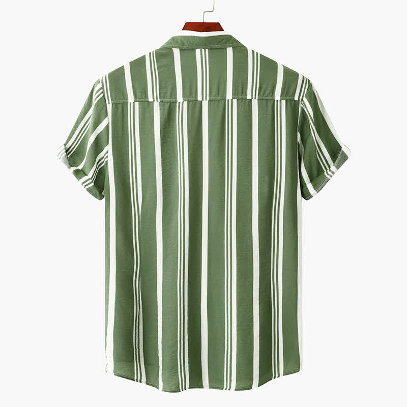 Nimara Ritual Summer Casual Classic Button-Up Vertical Striped Men's Short Sleeve Shirts