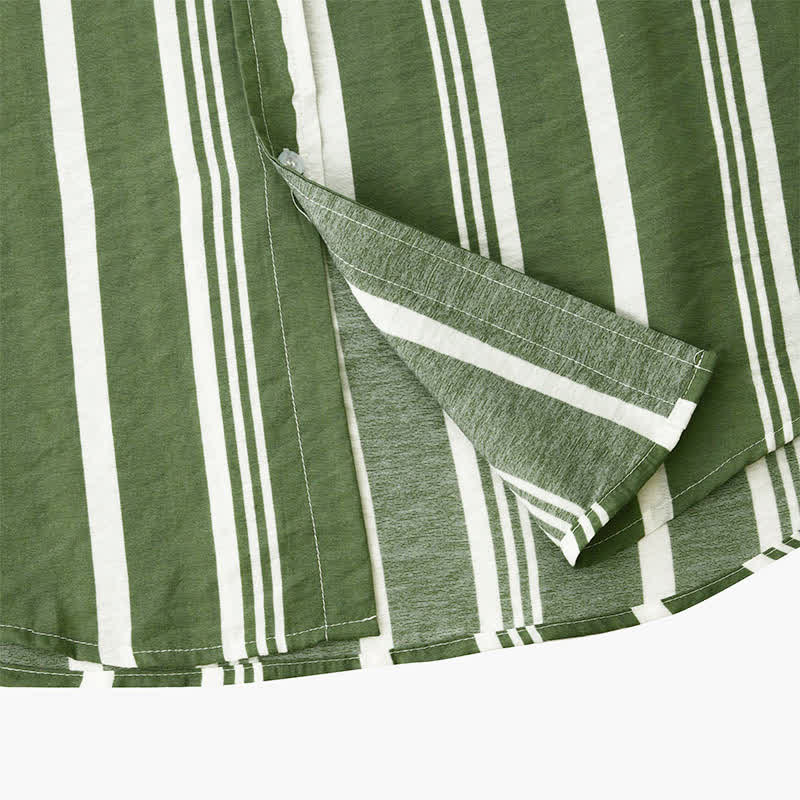 Nimara Ritual Summer Casual Classic Button-Up Vertical Striped Men's Short Sleeve Shirts