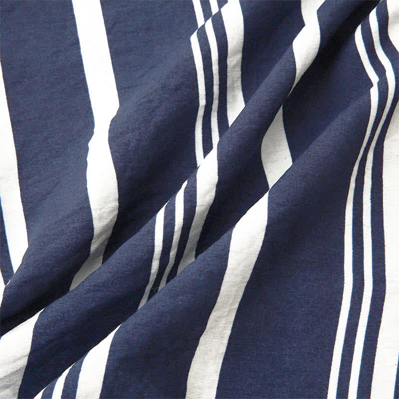 Nimara Ritual Summer Casual Classic Button-Up Vertical Striped Men's Short Sleeve Shirts