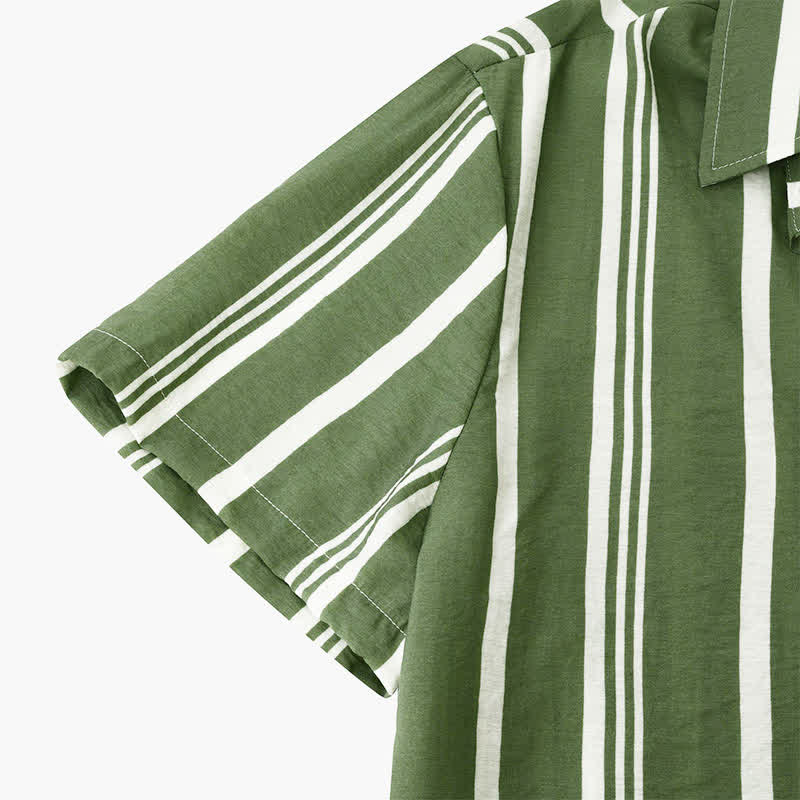 Nimara Ritual Summer Casual Classic Button-Up Vertical Striped Men's Short Sleeve Shirts
