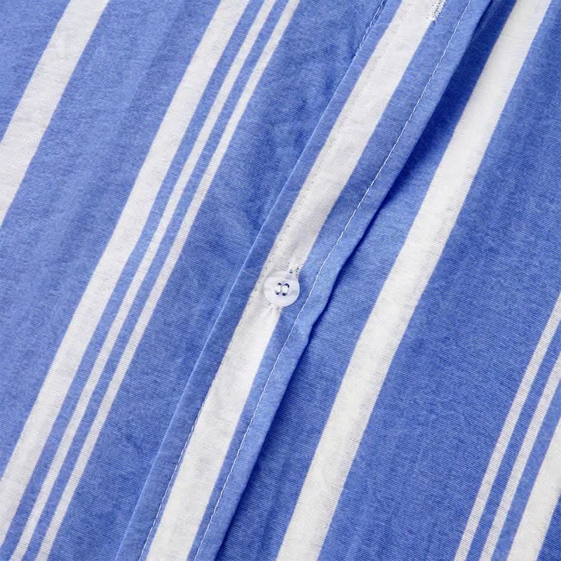 Nimara Ritual Summer Casual Classic Button-Up Vertical Striped Men's Short Sleeve Shirts