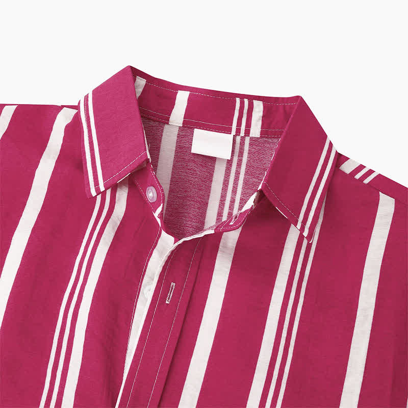 Nimara Ritual Summer Casual Classic Button-Up Vertical Striped Men's Short Sleeve Shirts