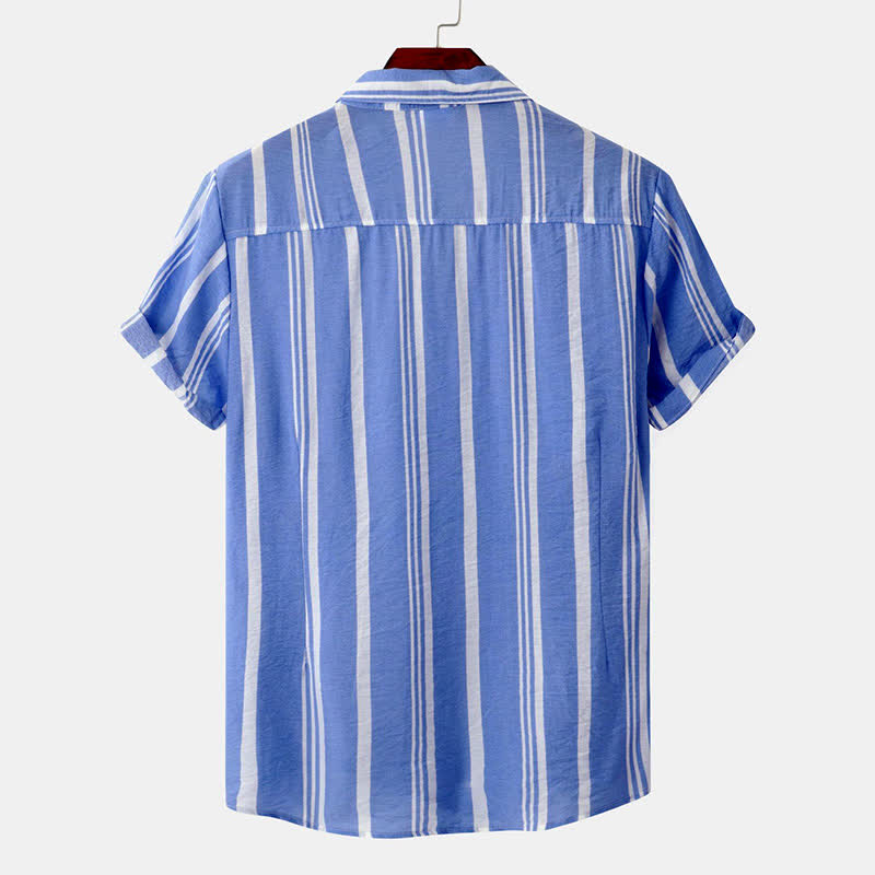 Nimara Ritual Summer Casual Classic Button-Up Vertical Striped Men's Short Sleeve Shirts
