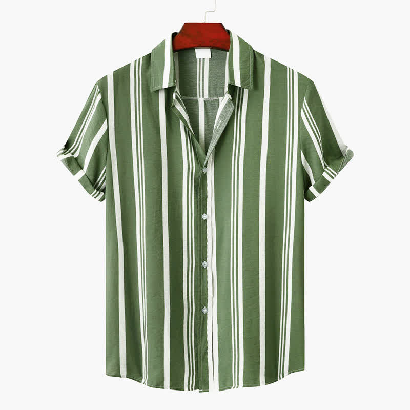 Nimara Ritual Summer Casual Classic Button-Up Vertical Striped Men's Short Sleeve Shirts